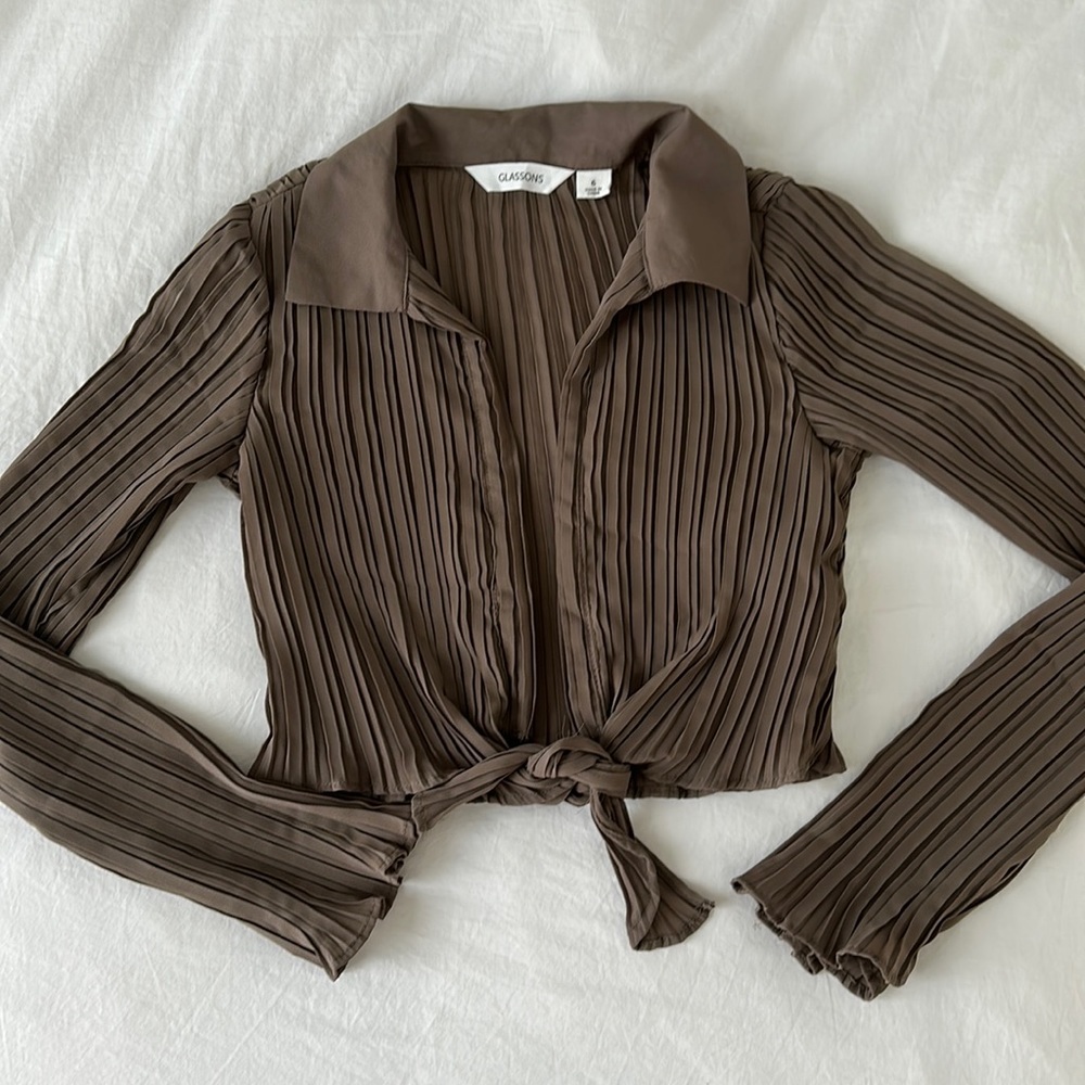 Glassons Penny Pleated Tie Front Blouse